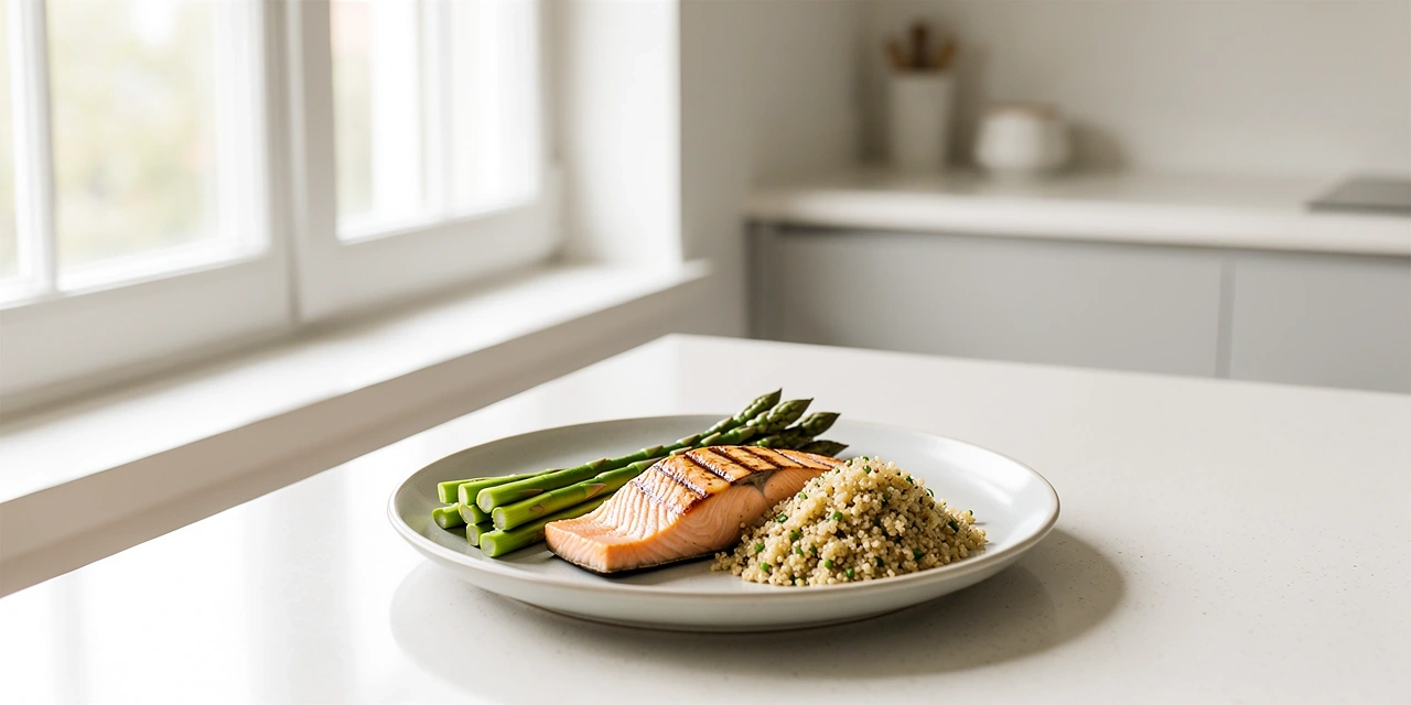 Balanced nutritious meal for men over 40